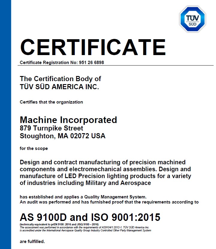 precision machining quality certifications